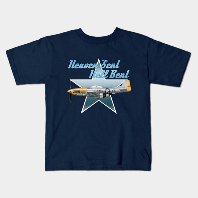 Heaven sent Hell bent P51 Mustang Kids T-Shirt by Spyinthesky